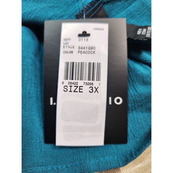 I.n.studio Women's Top Blouse Size 3X Green Balloon Sleeve (25) - Picture 10 of 11